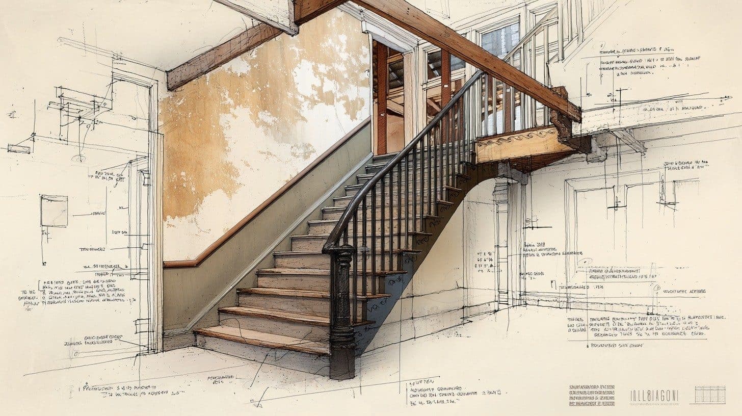 Historic stair documented against its measured drawing
