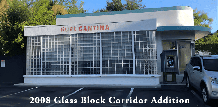 The 2008 glass block corridor addition
