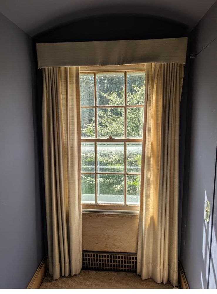 A principal double-hung window in Mr. Ladew's bedroom