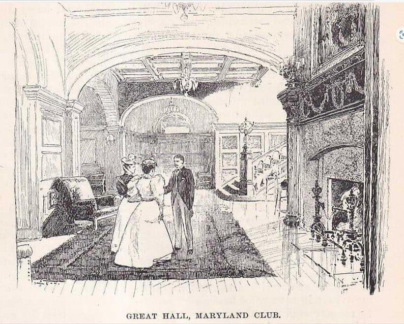 Period engraving of the Great Hall, Maryland Club