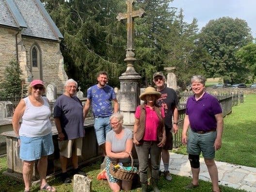 Volunteers documenting monuments in the churchyard