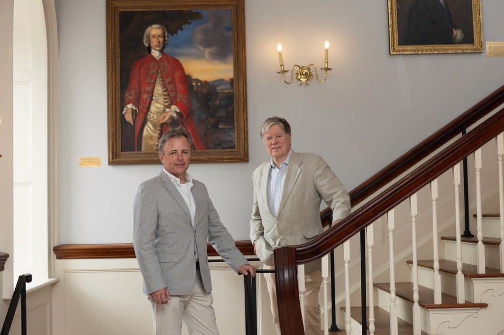 Jonathan Poston and Casey Bearsch in a historic Charleston interior